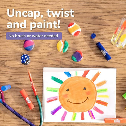 Zenacolor Tempera Paint Sticks - 12 Colors Kids Paints - Non-Toxic Washable Paint Sticks for Kids - Mess Free Quick Drying Art Supplies for Toddlers