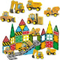 Oriate Magnetic Tiles Engineering Construction Vehicle Road Set,Kids Toys Games with Magnetic Blocks STEM Educational,City Sensory Magnet Tiles,Birthday Gifts for Kids ages 3+ Boys Girls Toys with Car