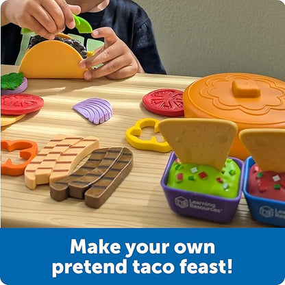 Learning Resources New Sprouts Taco Night - Kitchen Pretend Play Food for Kids, Grocery Store Accessories, Gifts for Boys and Girls, Ages 18 Months+,28 Pieces