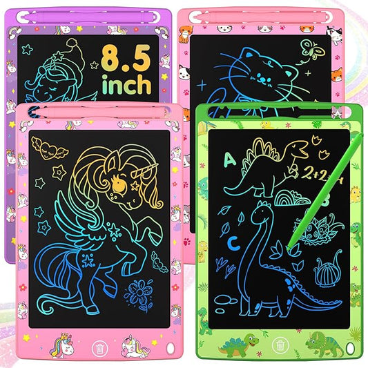 4 Pack LCD Writing Tablet for Kids, 8.5 Inch Colorful Doodle Board Drawing Pad, Party Favor Educational Learning School Prize Birthday Gifts for Boys Girls Age 3 4 5 6 7 8
