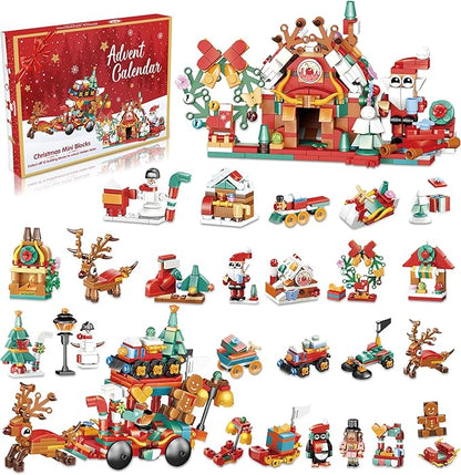 Christmas Advent Calendar 2024 for Kids 24 Days Christmas Countdown Calendar, Advent Calendar Toy for Kids 3 Years and Up with 24 Surprise Building Blocks Toys