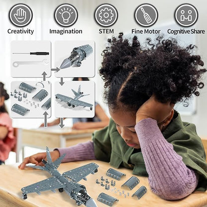 Lucky Doug STEM Building Projects Model Airplane Jet Set - Building Toys for Kids Ages 8-12, Assembly Science Kit for Boys 8 9 10 11 12 Years Old