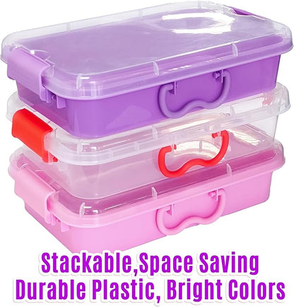 3 Pack,Empty Sensory Bin,13.5 Inch Storage Container,Portable Plastic Storage Bins, Stackable Play Tray for toys,arts,crafts and sand.