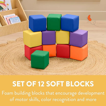 Mosaic Toddler Building Cubes, Foam Blocks, Assorted, 12-Piece