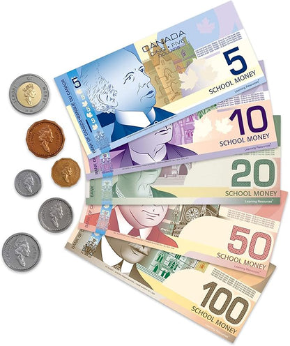 Learning Resources Canadian Currency-X-Change,Pretend Play Money for Kids, Develops Sorting and Money Skills, 211 Pieces, Ages 5+
