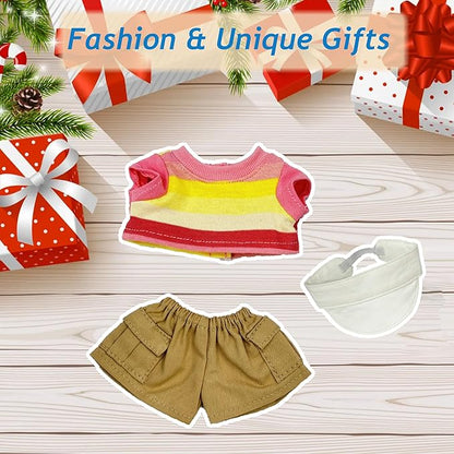 17cm Doll Clothes, Cute Outfits Set for 17cm Doll, 3 Piece Set Hat Clothing, Casual Adorable Dolls Clothes Accessories (No Doll)