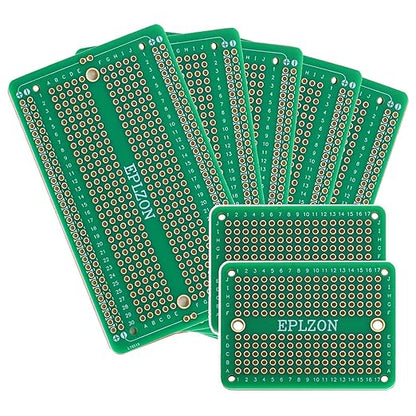 Solderable Breadboard PCB Board Gold-Plated Solder Breadboard for DIY Electronics Projects Apply to Arduino Soldering Projects 3.5"x2.05" (5 Pack + 2 Mini Board, Green)