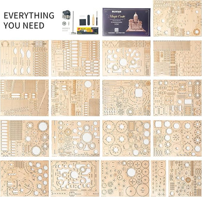 3D Wooden Puzzles DIY Mechanical Wooden Wide Model Kit 1000 Pcs 3D Puzzles for Adults Teens 14+Years Puzzle Enthusiasts Box Clockwork Enchanted Castle