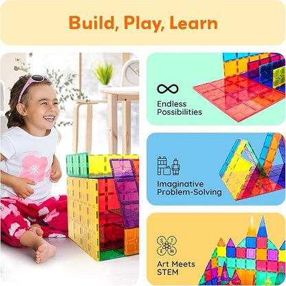 PicassoTiles Magnetic Building Block Tiles Supersize Stabilizer Base Toy Large Size Magnet Tile Plate Jumbo XL Add On Durable Foundation Compatible Education Construction STEM Learning Stacking Set