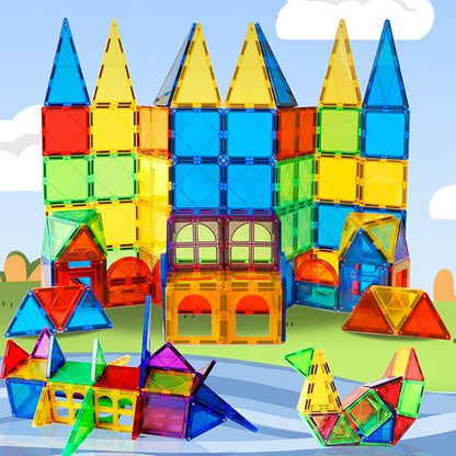 MAGBLOCK Magnetic Tiles Toys for Kids Magnet Building Tiles 100 Pcs Magnetic Blocks Preschool Building Sets Educational Toys for Toddlers Boys and Girls.