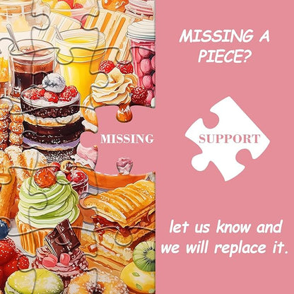PICKFORU Food Puzzles for Adults, 1000 Pieces, Chocolate Sweet Candy Cake Donut Puzzle, Colorful Cupcakes, Challenging Difficult Hard Jigsaw Puzzle