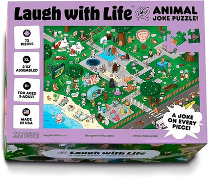 Animal Joke Puzzle – 72pcs Animal-Themed Kids Jigsaw Puzzle for Adults, Festive Extra Large Floor Puzzles for Kids Ages 5+, Fun Adult Puzzles & Toddler Educational Toys (24" x 36")