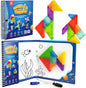 Coogam Magnetic Travel Tangram Puzzle with 3D Building Blocks, Road Trip Pattern Shape Handwriting Jigsaw Books with 360 Brain Teasers, Montessori Educational Toy Gift for Kids Adults
