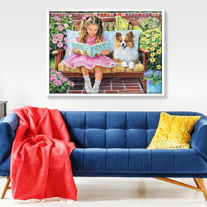 300 Pieces Girl Puzzle for Adults, Dog Jigsaw Puzzle 300 Pieces Recycled Cardboard Jigsaw Puzzles for Adults, Family Challenging Game Home Decor Gift Toy for Teens Kids Seniors 20.5×15 in