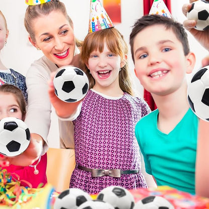 24 Pcs Mini Foam Sports Balls,2.5In Squeezable Stress Soccers,Stress Relief Squeeze Balls for Stress,Anxiety Relief,Kids Party Favor Toy,Fidget Toys,Ball Games