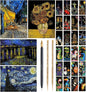 Scratch Art Painting Scratch Paper Rainbow Painting Sketch Pads DIY Art Craft Set， 4 Pcs Vincent Van Gogh Engraving and 24Pcs Classic Landmarks and Animal Series for Kids & Adults with 3 Tools