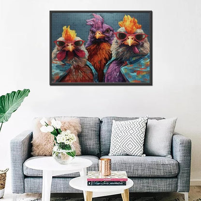 Tucocoo Rustic Chickens Jigsaw Puzzle 1000 Pieces Puzzles for Adults, Funny Animals Portrait Jigsaw Puzzles for Challenging Family Activity Games Colorful Puzzle for Home Decor Gifts - 27 x 20 Inches