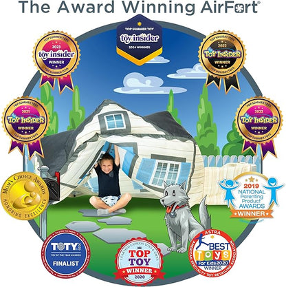 The Original Patented AirFort - Build A Fort in 30 Seconds, Inflatable Fort for Kids, Play Tent for 3-14 Years, A Playhouse Where Imagination Runs Wild, Fan not Included (Cottage)