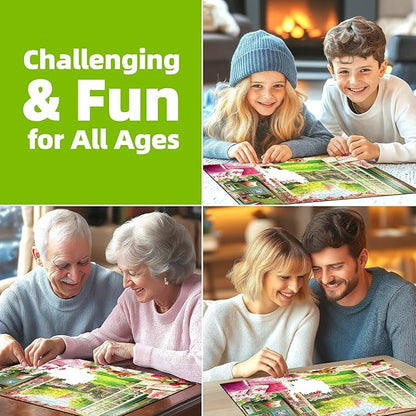Blueforest 500 Piece Jigsaw Puzzle for Adults - Unique Shape Pieces | Cozy Indoor Garden Scene with Golden Retriever | Challenging & Fun Puzzle 23x15 Inches