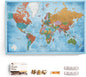 Canvas World Map with Cork Pin Board - English Lettering - Decorative Wall Decoration for All Rooms - Canvas Pictures with World Map Motif (120x80 cm, Pattern 21)