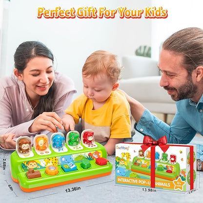 Duchong Pop Up Toys for 1 Year Old Boy Girls, Interactive Cause and Effect Learning Toys with Music & Light for Baby 6 7 8 9 10 11 12 Months, Christmas Birthday 1st Gifts for Toddlers