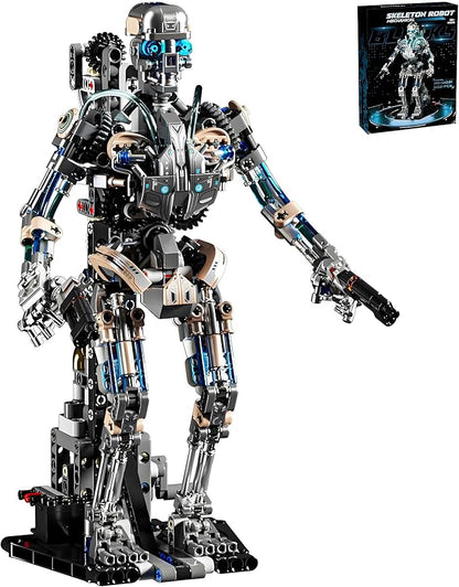 Mechanical Skeleton Robot Building Block Toy 692+Pieces Twistable Body and Poseable Design Creative STEM Toy for Kids and Adults