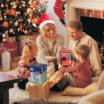 Toy Safe Box, Electronic ATM Piggy Bank, Money Coin Savings Bank, Finger Print Scanner Lock, Great Gift for Children Kids (Red/Black)