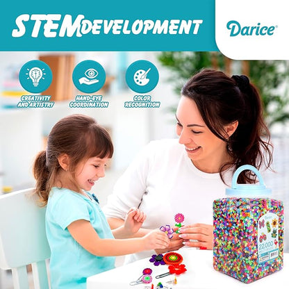 Darice Fuse Beads, Bulk Assorted Multicolor Melty Beads for Kids Crafts, Big Bucket of 22000 pcs