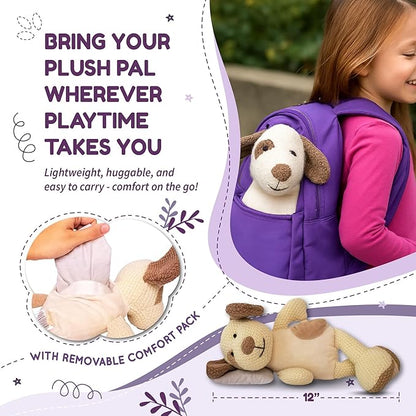 WILD BABY Microwavable & Weighted Plush Toy - Dog Stuffed Animal for Comfort & Warmth - Soft, Heatable Plushie for Snuggles - Great for Kids, Toddlers & All Ages