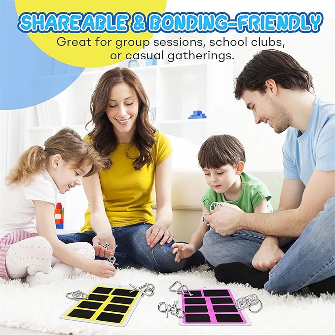 Metal Wire Puzzle Set，Brain Teaser Metals Puzzle ，Chinese Ring Magic Trick Toy for Party Favor Kids 7-14 and Adults Challenge (C(Metal))