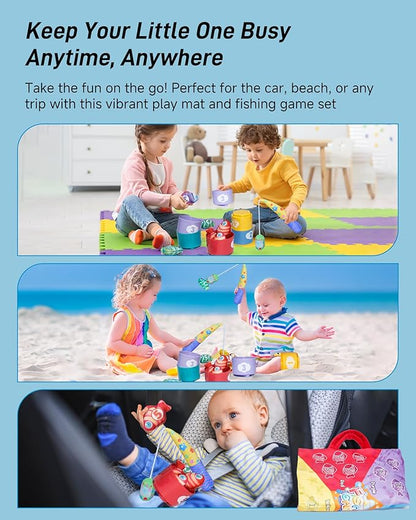 Infinno Count Learning Montessori Toys - for Babies & Toddlers 1-3 Year Old with 15 Numbered Fish & 5 Cups & 2 Fishing Rods- Sorting,Stacking,Counting