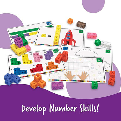 Learning Resources MathLink Cubes Early Math Activity Set - 115 Pieces, Ages 4+ Kindergarten STEM Activities, Math Cubes Activity Set and Games for Kids, Mathlink Cubes Activity Set
