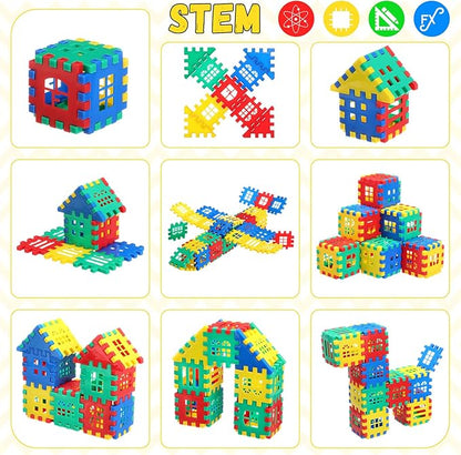 155 Pieces Interlocking Building Blocks for Kids with Storage Box Building Toys Waffle Blocks for Kids Construction Learning Educational Toy Sets