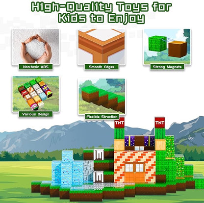 Magnetic Blocks - 120PCS Magnetic Building Blocks Toys,Toddler Montessori Game Creative Construction Toys for Boys Girls,Magnet Tiles Cubes STEM Sensory Toys Birthday Gift for Kids Ages 4 5 6 7 8 9 10
