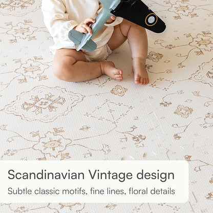 Baby Play Mat for Floor – 6x6ft Vintage Vanilla | Soft Non Toxic Premium EVA Foam Tiles for Tummy Time, Crawling & Playroom – Waterproof Floor Mat for Babies & Toddlers Lillefolk (9 Tiles)