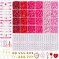 Goldwise Valentine's Day Friendship Bracelet Kit, Pink Beads, Jewelry Making Kit with 5 Kinds of Unique Pink Clay Beads, Letter Beads and Charms, GIFS for Fans, Couples and Best Friends