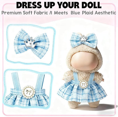 Clothes for LABUBU 17cm Doll (NO Doll), Outfit for LABUBU, Dress and Hairpin Set for LABUBU Dress Up, Fashion and Premium Dolls Accessories for LABUBU (Style C)