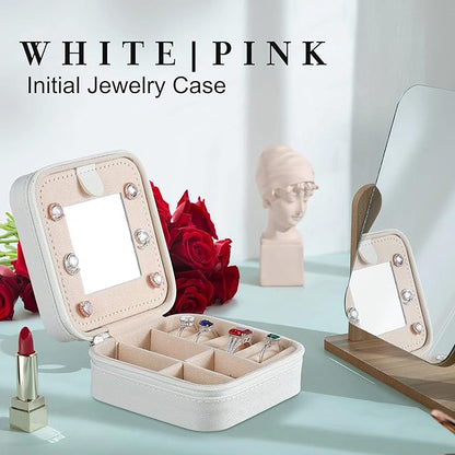 Parima Jewelry Case for Women Girls, H Initial Jewelry Boxes | Small Jewelry Box | Jewelry Cases for Her | Travel Gifts for Women Girl - Letter H, White