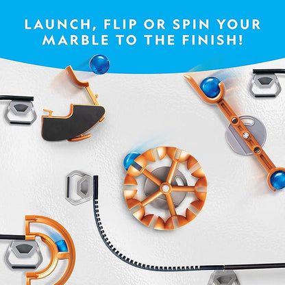 National Geographic Magnetic Marble Run - 75-Piece STEM Building Set for Kids & Adults with Magnetic Track & Trick Pieces & Marbles for Building A Marble Maze, STEM Project