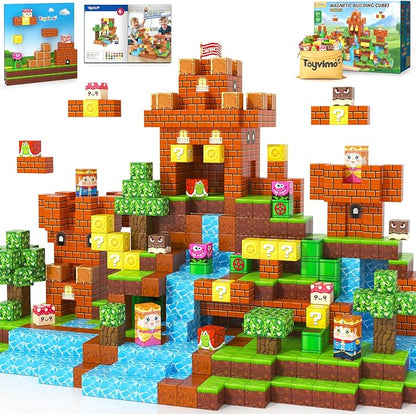 150 PCS Magnetic Blocks: Magnet Toys for Kids Ages 3+, STEM Sensory Building Cubes for Toddlers, Magnetic Tiles for 3-12 Boys & Girls Years Old, Stacking Game Toy for Travel Birthday Gifts