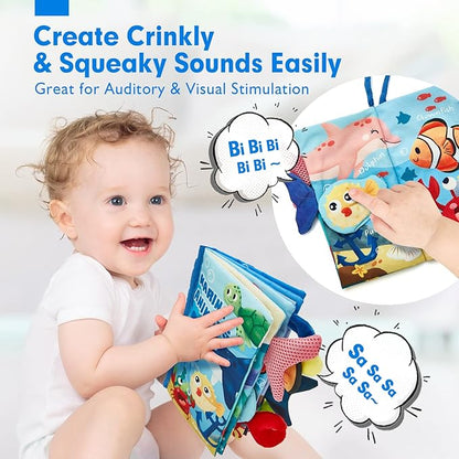 hahaland Baby Books 0-6 Months, Infant Tummy Time Toy Baby Toys 6 to 12 Months Touch Feel Book Baby Gifts for Boy Girl 0-3 Months Learning Toy Baby Christmas Birthday Gifts Stocking Stuffers (Single)