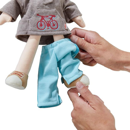 HABA Lian 12" Soft Doll - Baby Boy Doll with Brown Hair and Blue Eyes, Perfect Plush Toy for 18 Months & Up with Embroidered Face (Machine Washable)