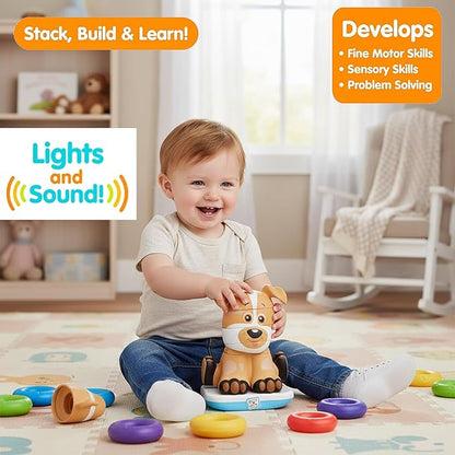 Stack-a-Roos Labrador Puppy by Salus Brands - Animal Stacking Toy, Educational Early Learning Toy for Infants Babies Toddlers, Age 12+ Months - Great Baby Gifts, STEM Toy