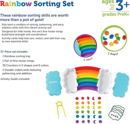 Learning Resources Rainbow Sorting Set, fine Motor, Sorting, Patterning & Addition Skills, Toddler Educational Toys, Sensory Tray