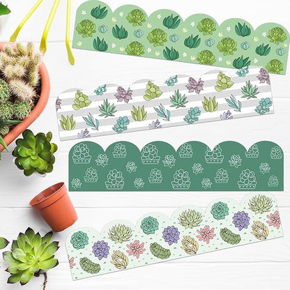 BeYumi Green Succulent Border Trim - 80Pcs Back to School Succulent Bulletin Board Borders Green Plants Border Trim Cactus Decor Classroom Office Chalkboard White Board Outdoor Party Garden Decoration