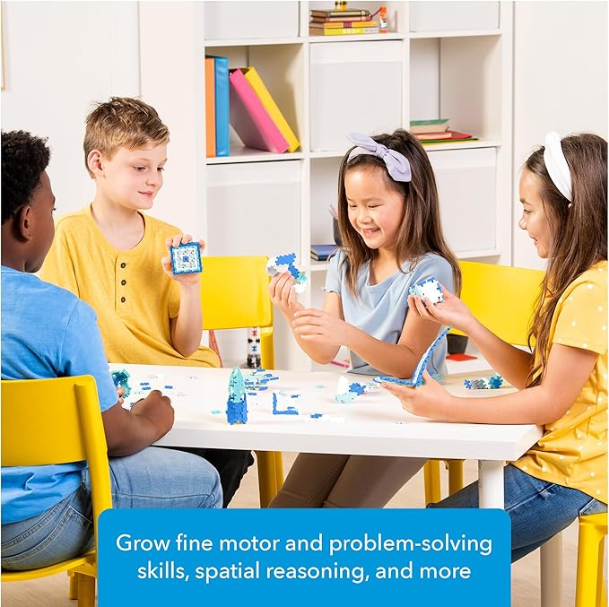 PLUS PLUS 240 Piece Interlocking Building Blocks for Kids, Open Ended Connecting Toys, STEM Bin Classroom Mini Manipulatives - Glitter Frost Mix Play Tube