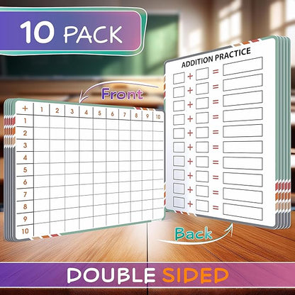 SCRIBBLEDO Addition Math Practice 9”x12” Small White Board Dry Erase Sheets Math Manipulatives 1st Grade Addition Math Homeschool Supplies Teacher Students Classroom Pack of 10 Sheets