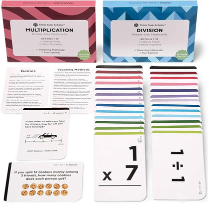 Award-Winning Math Flash Cards – 152 Multiplication & Division Facts (1–12) – 2 Facts Per Card with Visual Aids – Bonus Word Problems, Games & Durable Cardstock – Grades 2–6