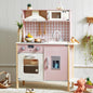 Tiny Land Play Kitchen for Kids, Wooden Kids Play Kitchen Playset Chef Pretend Play Set for Toddlers with Real Lights & Sounds, Toys Kitchen with 18 Pcs Toy Food & Cookware Accessories