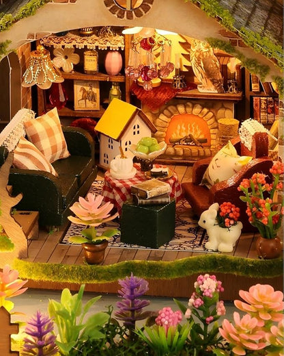 OZJAY Miniature House Kit, DIY Wooden Dollhouse Miniature Kit, Dollhouse Kit, Mini House Building Kit for Adult Teen, Forest Adventure